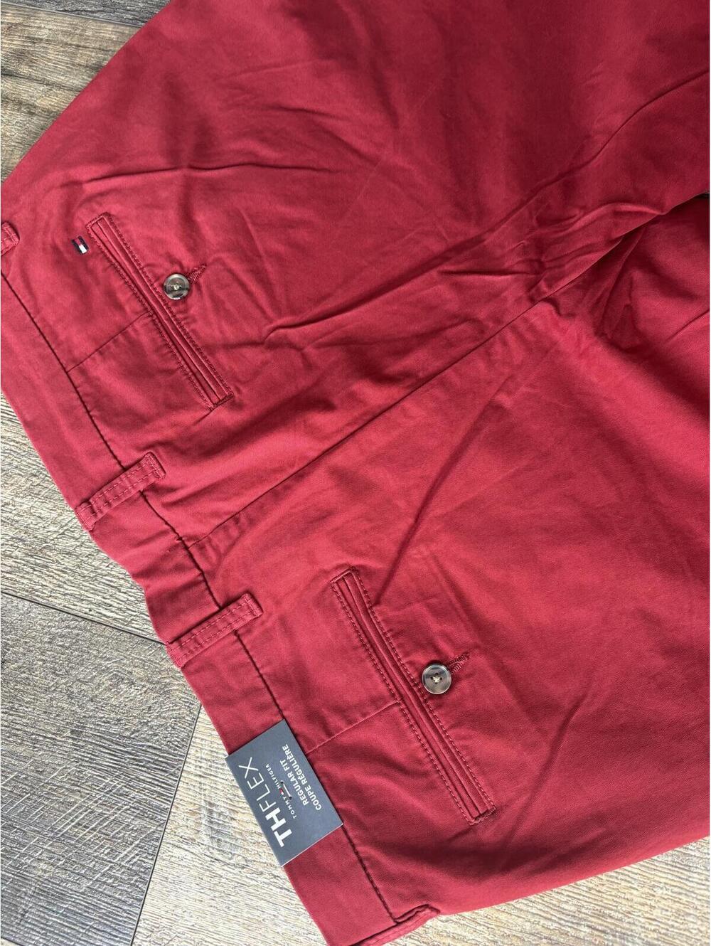 New Tommy Hilfiger Red Regular Fit Stretch Chino Pants 34x32 Mens Regatta red - Picture 3 of 6